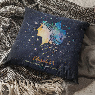 Coussin Gemini Constellation Zodiac Aquarelle Star Galaxy