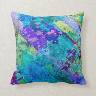 Coussin génial abstrait de bleu et de pourpre
