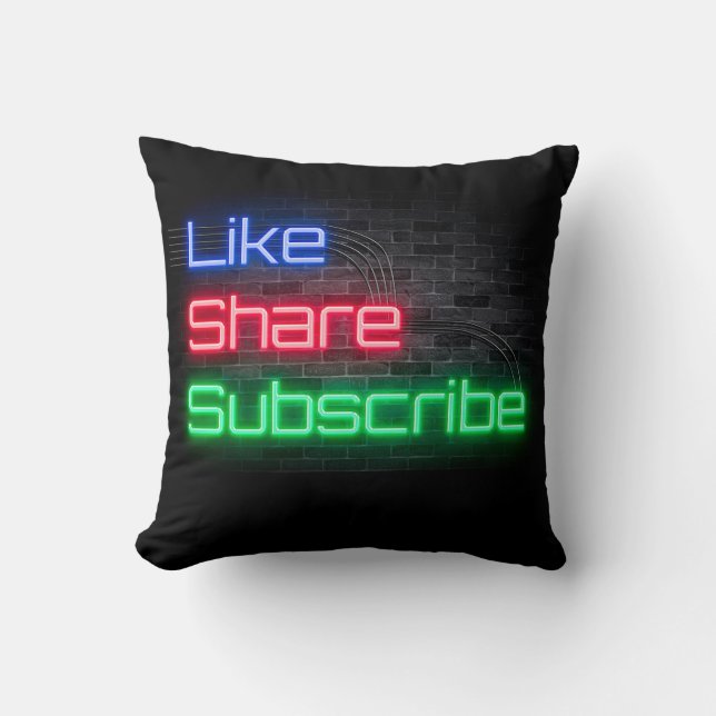Coussin Genre, Partager, S'abonner, youtube, canal (Recto)