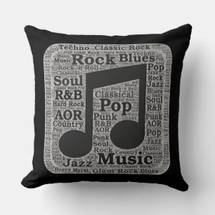Coussin Genres vintages de musique noire et blanche