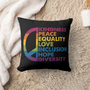 Coussin Gentillesse Paix Égalité Amour Inclusion Espoir Di