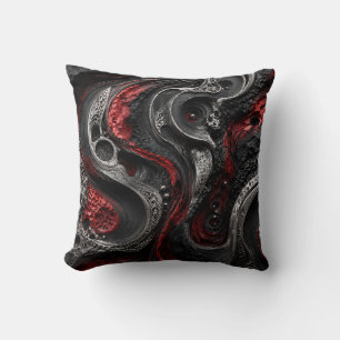 Coussin Géode Abstrait Rouge et Noir - Moderne Som