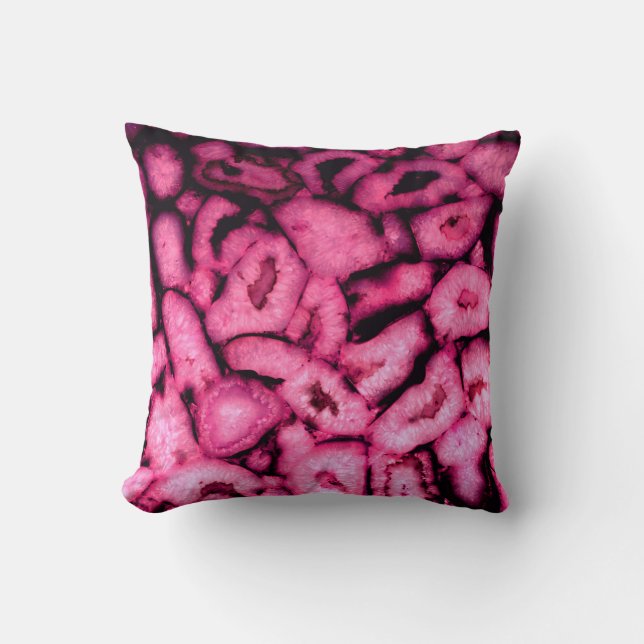 Coussin Géodes d'âge à quartz rose motif abstrait (Recto)
