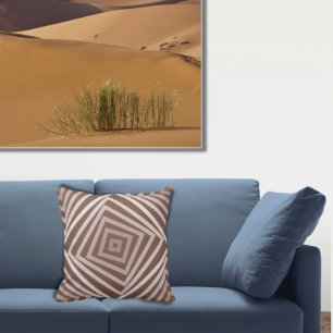 Coussin Geometric Brown Nested Box Spiral Pattern 