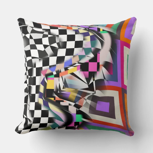 Coussin Geometric Collage Abstract Textile Pattern (Recto)