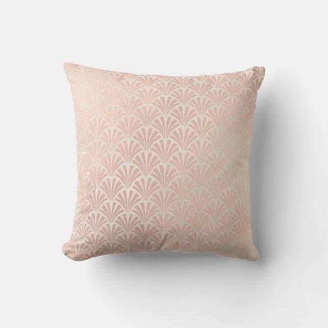 Coussin Géométrie Art Déco Ivoire crémeux Beige Rose Or (Recto)
