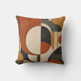 Coussin Géométrie moderne en terre cuite ocre