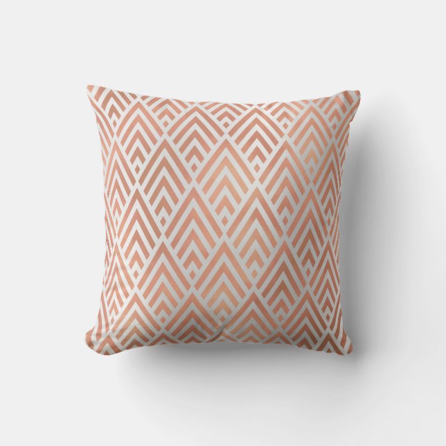 Coussin Géométrie Triangle Art Déco Rose blanche Gris Diam (Recto)