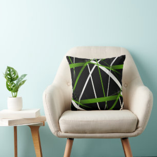 Coussin Géométrie Urbaine Noir Blanc Vert Gazon