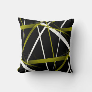 Coussin Géométrie Urbaine Olive-Vert Noir