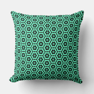 Coussin Géométrique 280514 (03) - Turquoise sur noir