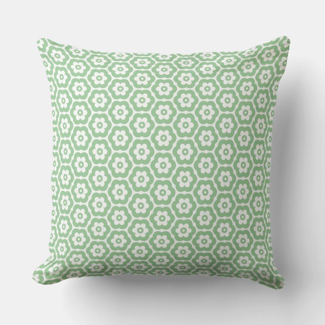 Coussin Géométrique 280514 (03) - Vert fané sur blanc (Recto)