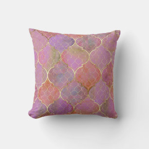 Coussin Géométrique Abstraite : Aquarelle d'or marocaine