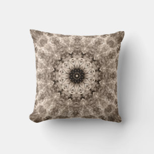 Coussin géométrique, beige, marron, mandalas
