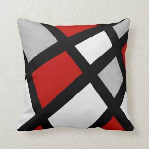 Coussin Géométrique blanc noir gris rouge