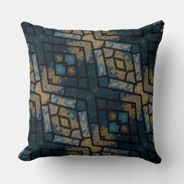 Coussin géométrique bleue et jaune (Recto)