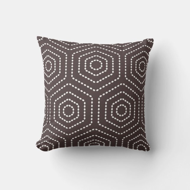 Coussin géométrique de motif de brun foncé (Recto)
