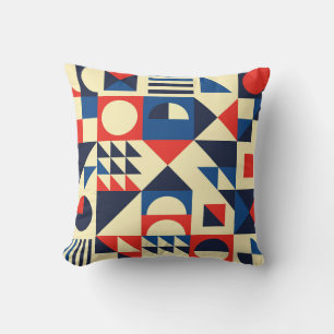 Coussin Géométrique du milieu du siècle : Motif rétro funk