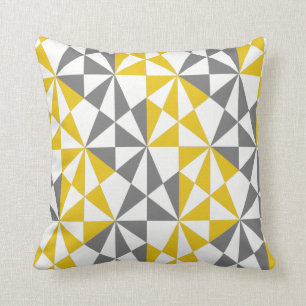 Coussin Géométrique Gras rétro Funky moutarde gris jaun