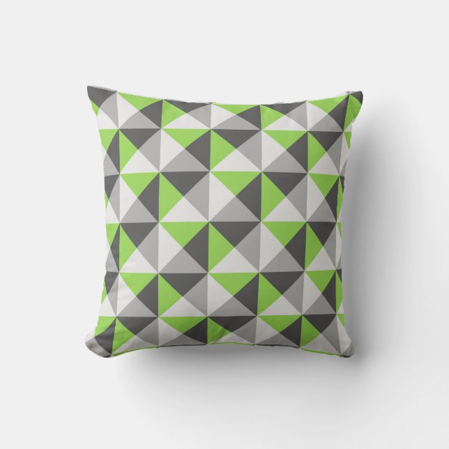 Coussin géométrique gris de triangles de vert de (Recto)