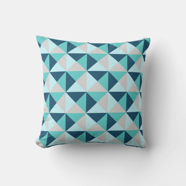 Coussin géométrique gris turquoise de triangles de (Recto)
