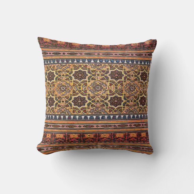 Coussin Géométrique, Indien Vintage, Carrelage clair (Recto)