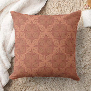 Coussin Géométrique marron art déco en terre cuite