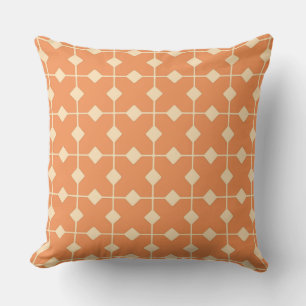 Coussin Géométrique Moderne, Diamants - Orange Mandarin