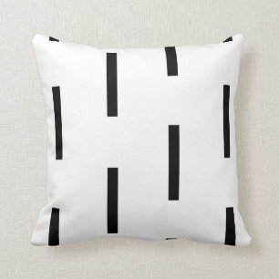 Coussin Géométrique - motif de ligne de tiret - noir et