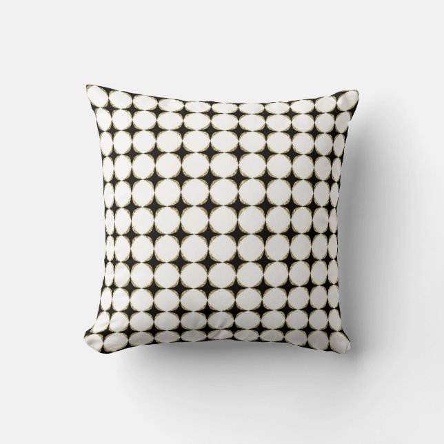 Coussin géométrique noir, blanc et or (Recto)