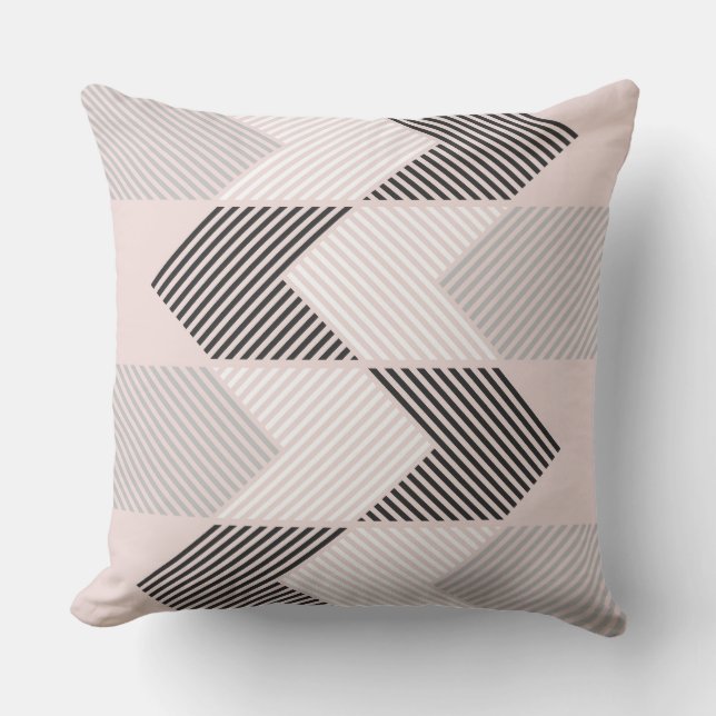Coussin Géométrique rétro rose et gris (Recto)