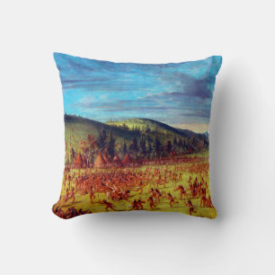 Coussin George Catlin Jeu de balle des Choctaw Ball Up