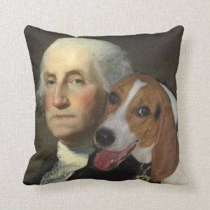 Coussin George Washington et son chien de renard