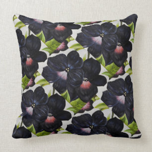 Coussin Georgia O'Keefe 1925 Pétunias noir et pourpre