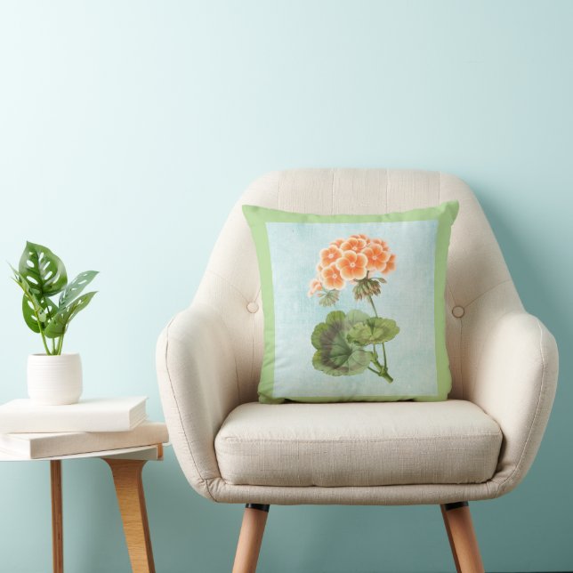 Coussin Géranium sur jean vieilli (Chaise)
