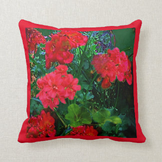 COUSSIN GERANIUMS ROUGE VERT GARDEN ART