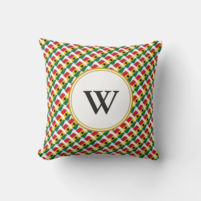 Coussin GHANA Bienheureuse Nation Monogramme Réchauffement (Recto)