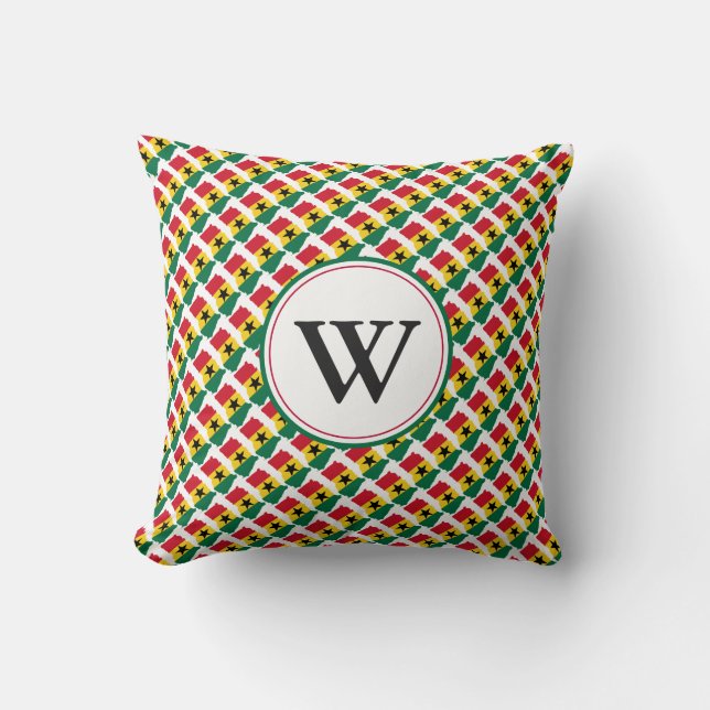 Coussin GHANA Drapeau Personnalisé Monogramme Ghanéen (Recto)