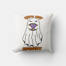 Coussin Ghost d'Halloween mignon mais Éffrayant tenant un 