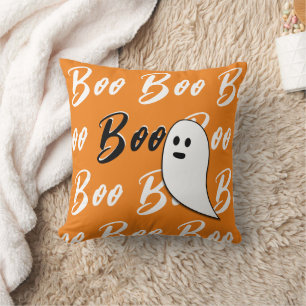Coussin Ghost Halloween noir blanc orange boite