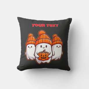 Coussin Ghosts d'Halloween avec Citrouille et haricot oran