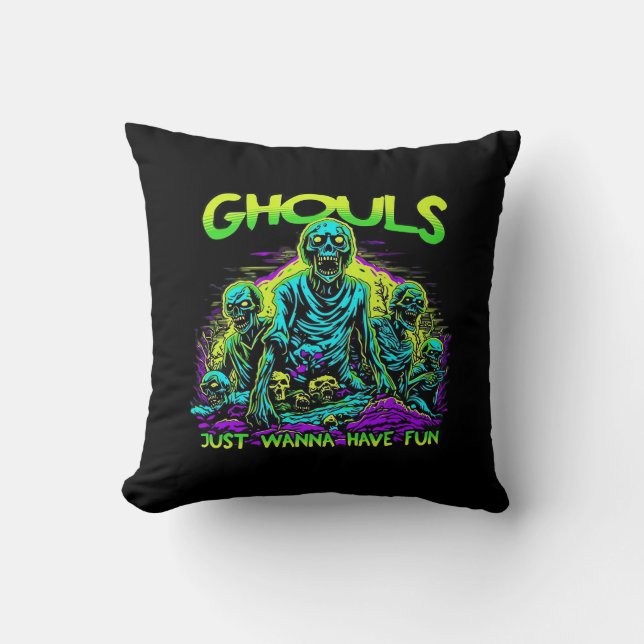 Coussin Ghouls veut juste s'amuser - Halloween Sloth Desig (Recto)