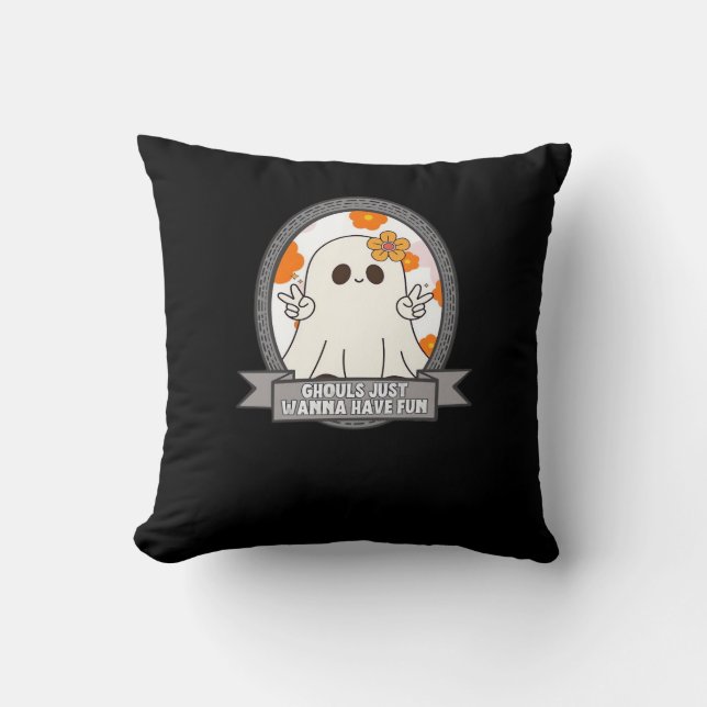 Coussin Ghouls veut juste s'amuser Sloth Halloween (Recto)
