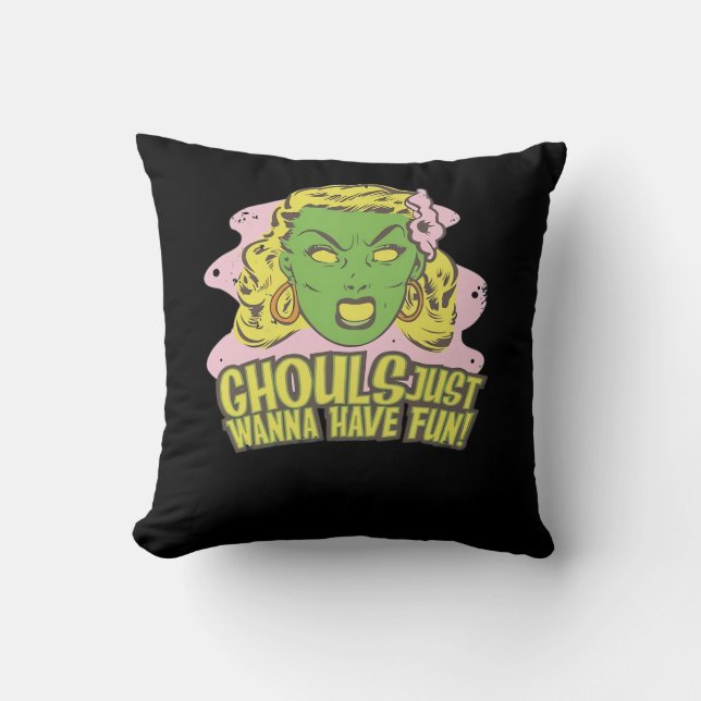 Coussin Ghouls Veux Juste S'Amuser Paresseuse Paresseuse (Recto)