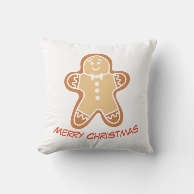 Coussin Gingerbread Man Christmas Throw Pillow (Recto)