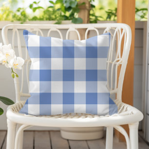 Coussin Gingham à carreaux bleu barbeau