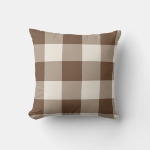 Coussin Gingham à carreaux marron clair