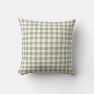 Coussin Gingham Pattern Cottagecore Checkered Beige Sage