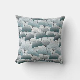 Coussin Gingko biloba, motif bleu sans soudure.