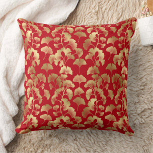 Coussin Ginkgo Or Bourguignon avec Élégance Japonaise